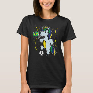 T-shirt Brésil Drapeau Unicorn Football Fan Fan Femme