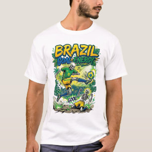 T-shirt Brésil Énergie Squelette Buteur Nations Creati