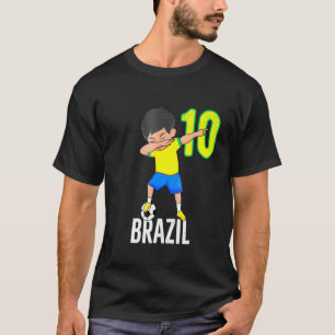 T-shirt Brésil Football Pour Garçons Numéro 10 Dabbing Dab