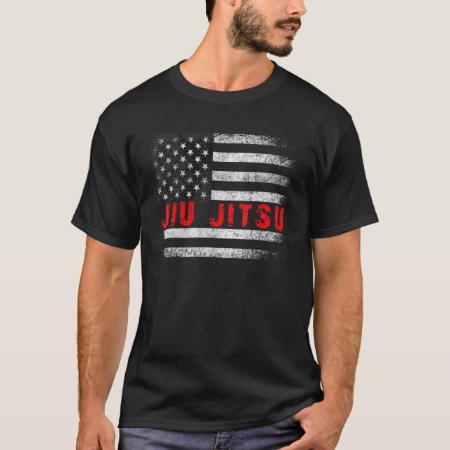 T-shirt Brésil Jiu Jitsu Amérique Drapeau Etats-Unis Sport (Devant)