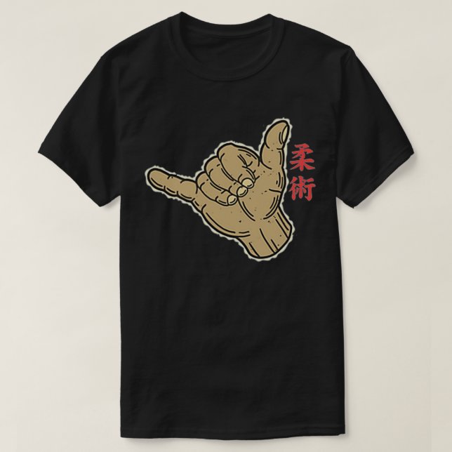 T-shirt Brésil jiujitsu Kanji Shaka Main Let's Roll (Design devant)