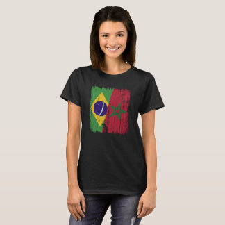T-shirt Brésil Maroc Demi-Drapeau Brésilien Marocain