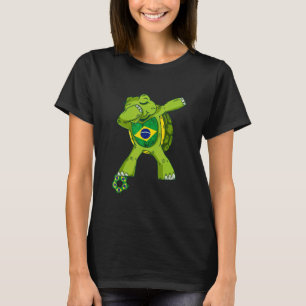 T-shirt Brésil Soccer Dabbing Turtle Brasilian Brasileiro