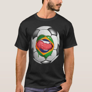 T-shirt Brésil Ventilateur de football brésilien Bouche Dr