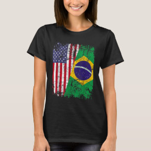 T-shirt BRÉSILIEN RACINE Drapeau à moitié américain BRÉSIL