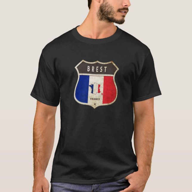 T-shirt Brest France Armoiries Drapeaux Ville/Cadeau (Devant)