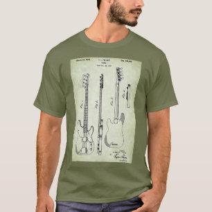 T-shirt Brevet américain - Guitare basse parchemin vert