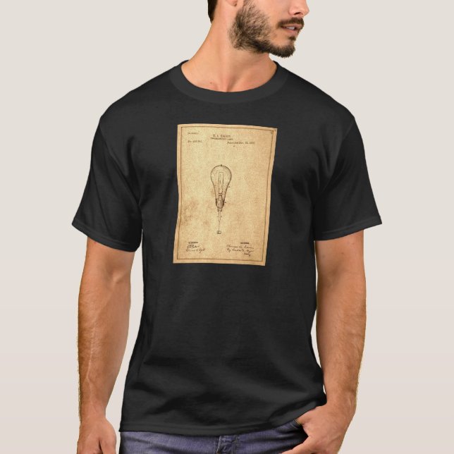 T-shirt Brevet d'ampoule Edison (Devant)
