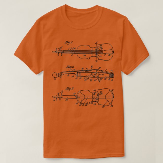 T-shirt Brevet d'art violon noir (Design devant)
