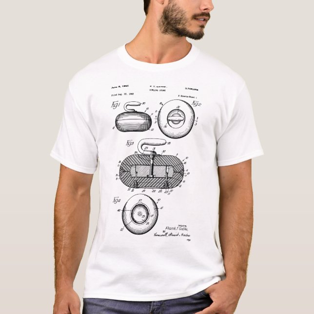 T-shirt Brevet de pierre de curling (Devant)