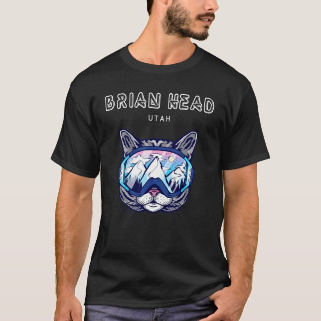T-shirt Brian Head Utah - Lunettes de Ski de Chat Drôles (Devant)