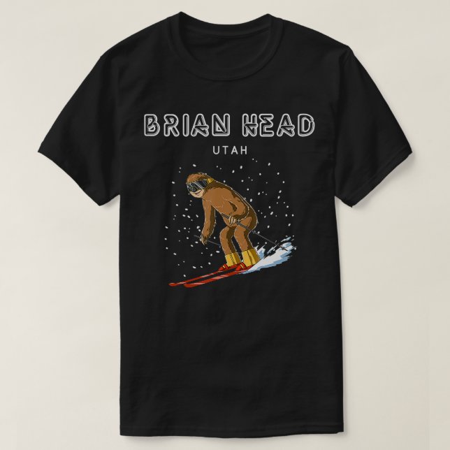 T-shirt Brian Head Utah USA Sloth Ski Cadeau (Design devant)