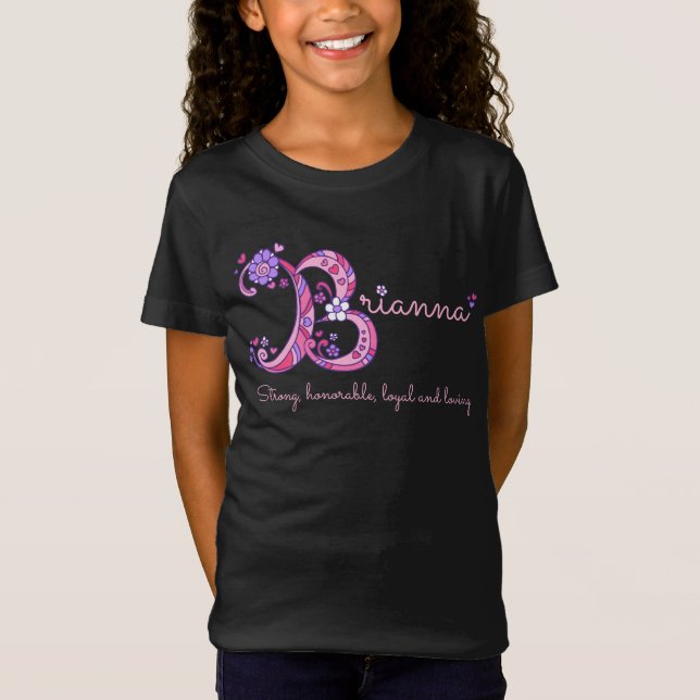T-Shirt Brianna filles B nom signifiant chemise en lettres (Devant)