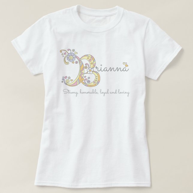 T-shirt Brianna girls B nom signifiant tee monogramme (Design devant)