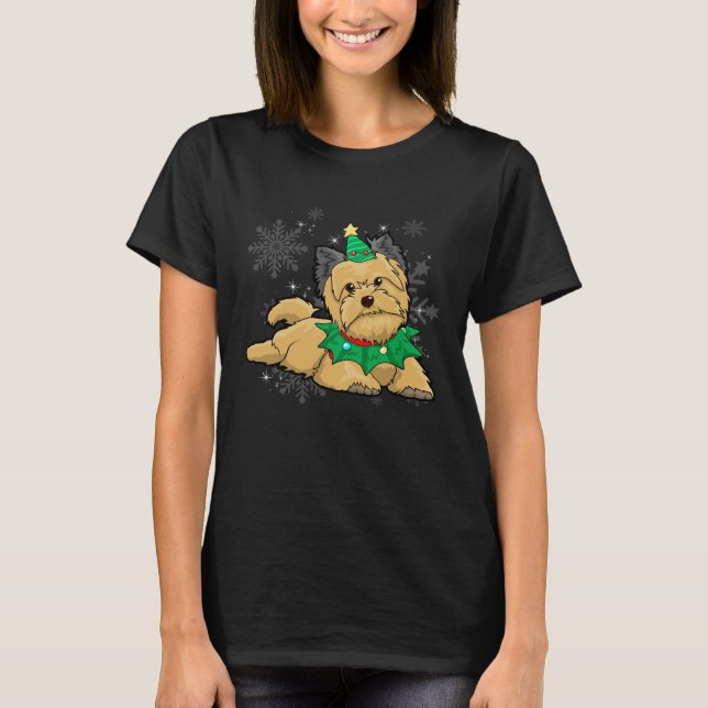 T-shirt Briard Dog  Woman Christmas Tree Dog (Devant)