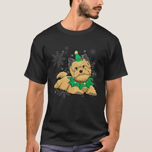T-shirt Briard Dog  Woman Christmas Tree Dog (Devant)