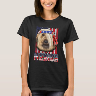 T-shirt Briard Merica 4 juillet chien patriotique drapeau