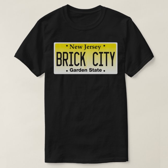 T-shirt Brick City Newark NJ City New Jersey license plate (Design devant)
