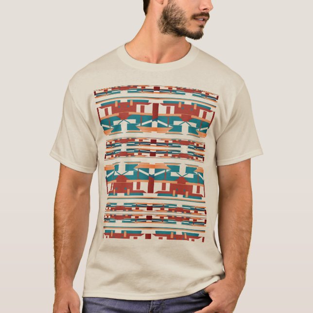 T-shirt Brick Red Coral Turquoise Sud-Ouest Look Design (Devant)