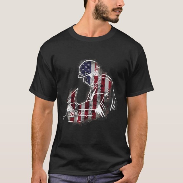 T-shirt Bricklayer USA Brickman États-Unis Drapeau Builder (Devant)