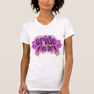 T-shirt Bride à être slogan de fiançailles style violet