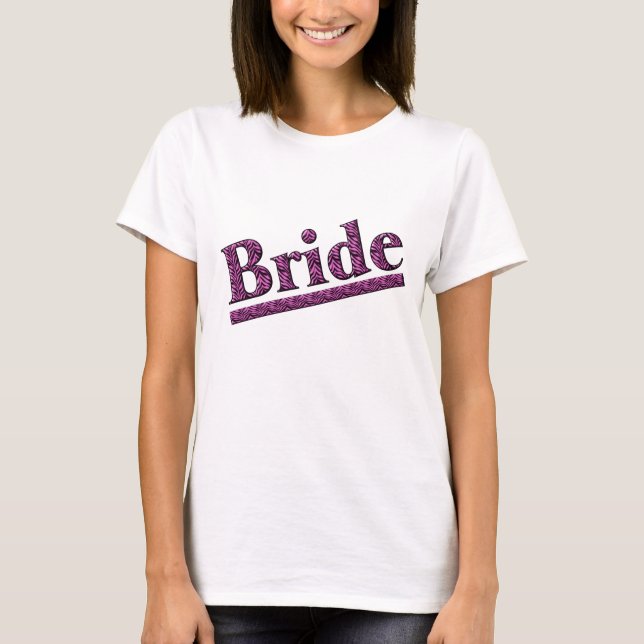 T-shirt Bride Pink Zebra Imprimer Mariage (Devant)