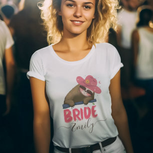T-shirt Bride Retro Sloth Super Nom personnalisé Bachelore