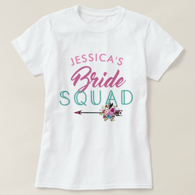 T-shirt Bride Squad Personnalisé Fête Bridesservantes Top (Design devant)