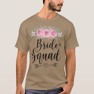 T-shirt Bride Squad Wedding Party Floral Flower 