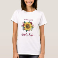 Bride Tribe Floral Tournesol Bourgogne Mariage Ros