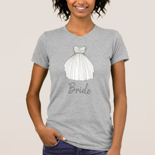 T-shirt BRIDE White Princesse Mariage robe fête de mariée 