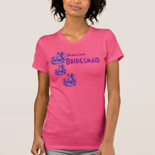 T-shirt BRIDESMAID avec PURPLE CAMO Coeurs à motifs V20