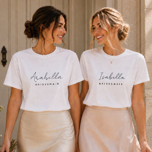 T-shirt Bridesmaid Bachelorette de script minimaliste mo