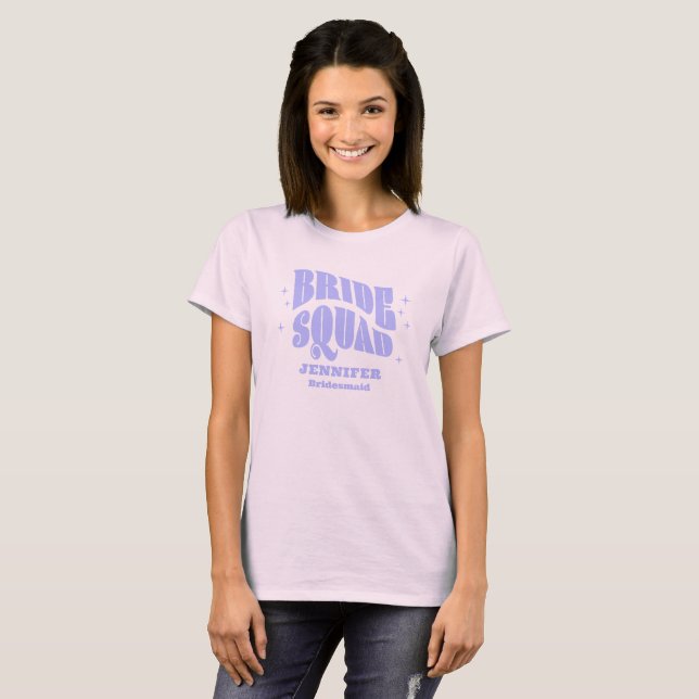 T-shirt Bridesmaid de l'équipe de mariée de bachelorette S (Devant entier)