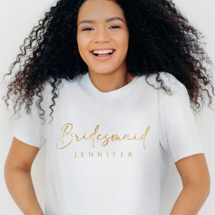 T-shirt Bridesmaid Gold Nom personnalisé Bachelorette