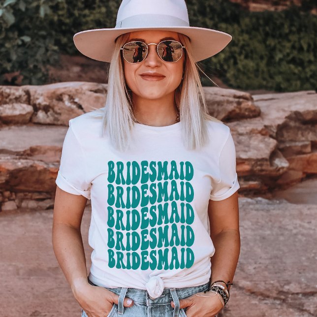 T-shirt Bridesmaid Turquoise Personnalisé Correspondance M (Créateur téléchargé)