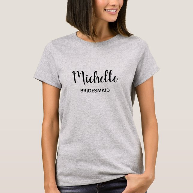 T-shirt Bridesmaid White Grey - Script minimaliste moderne (Devant)