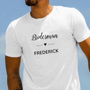 T-shirt Bridesman Moderne Avec Nom Monogram Mariage