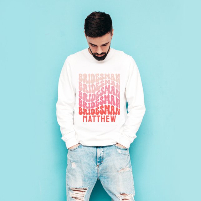 T-shirt Bridesman Pink moderne girly rétro 60's simple (Créateur téléchargé)