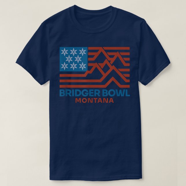 T-shirt Bridger Bowl Montana Ski Snowboard Snow Mountain  (Design devant)