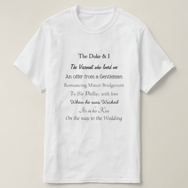 T-shirt Bridgerton titres de livre mens  (Design devant)