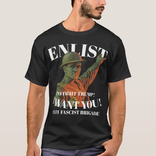 T-shirt BRIGADE ANTIFASCISTE ENRÔLER LES Frapper DUR 2037  (Devant)