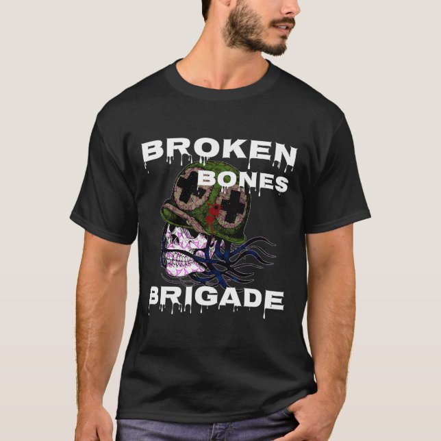 T-shirt Brigade Broken Bones' skateboard de crâne  (Devant)