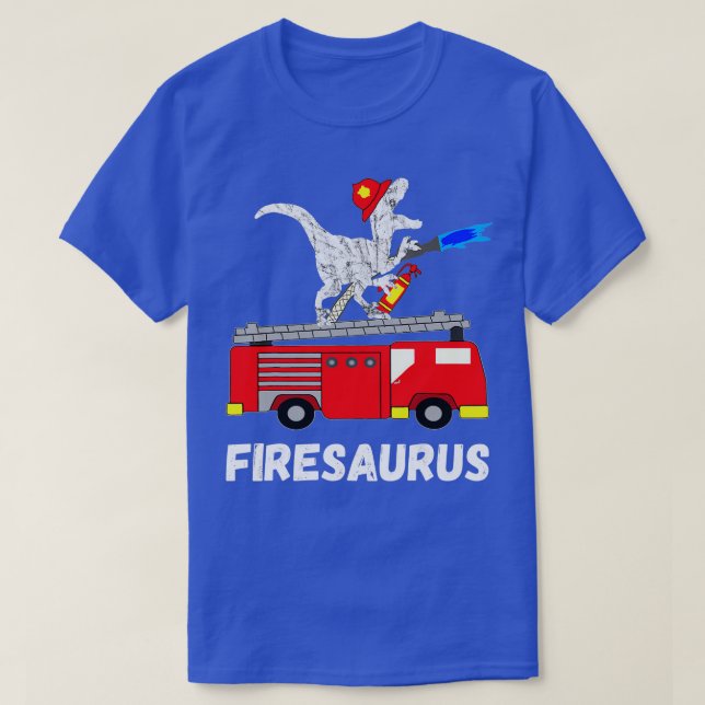 T-shirt Brigade d'incendie Dinosaur voiture drôle pompier  (Design devant)