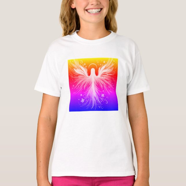 T-shirt Bright Colorful Angel Design on a Womans' (Devant)