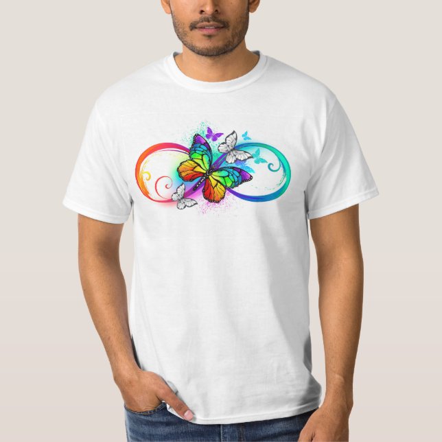 T-shirt Bright infinity with rainbow butterfly (Devant)