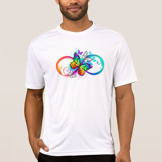 T-shirt Bright infinity with rainbow butterfly (Devant)