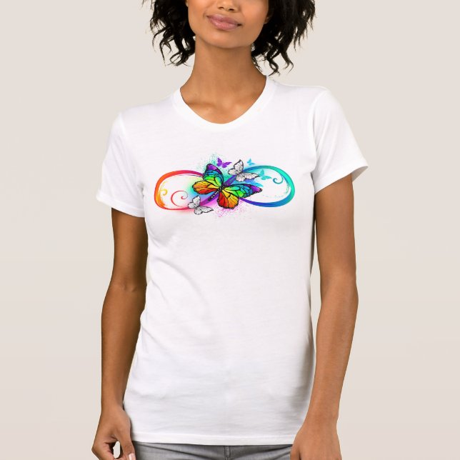 T-shirt Bright infinity with rainbow butterfly (Devant)