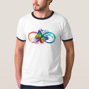 T-shirt Bright infinity with rainbow butterfly