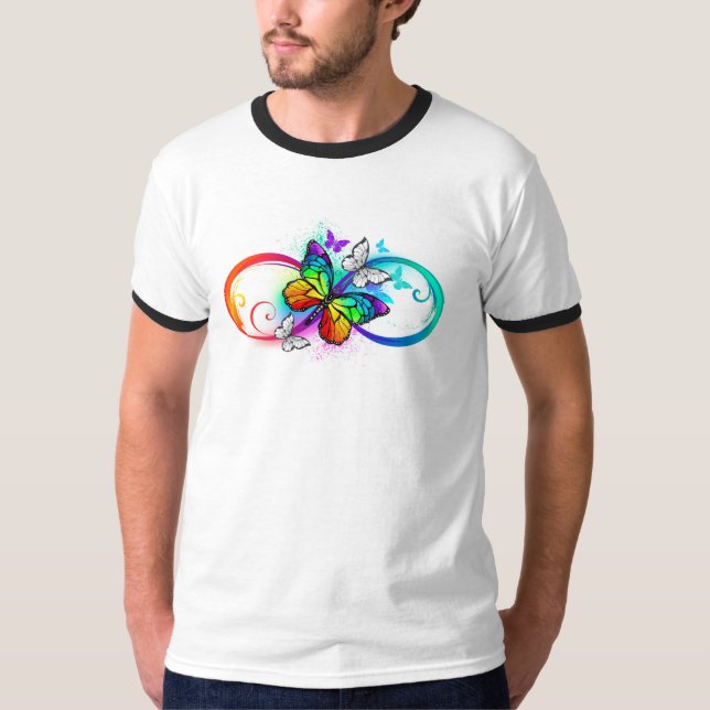 T-shirt Bright infinity with rainbow butterfly (Devant)